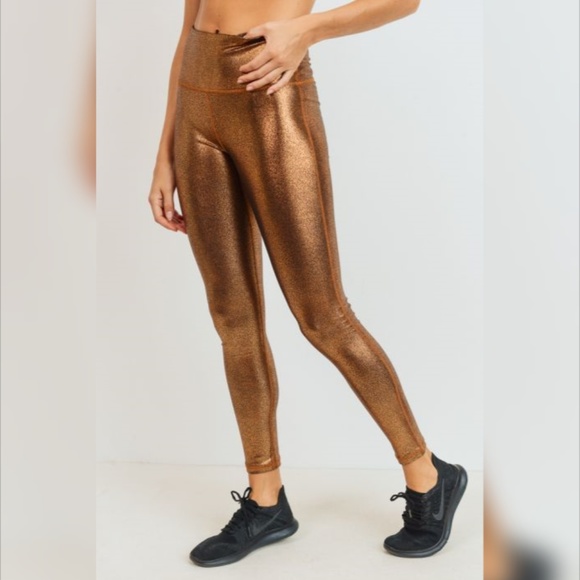 Highwaist Foil Scale Print Full Leggings - Gold - Picture 3 of 7